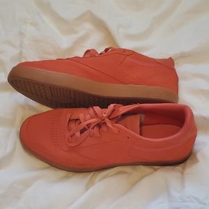 Coral Red Suede Reebok Club C Sneakers